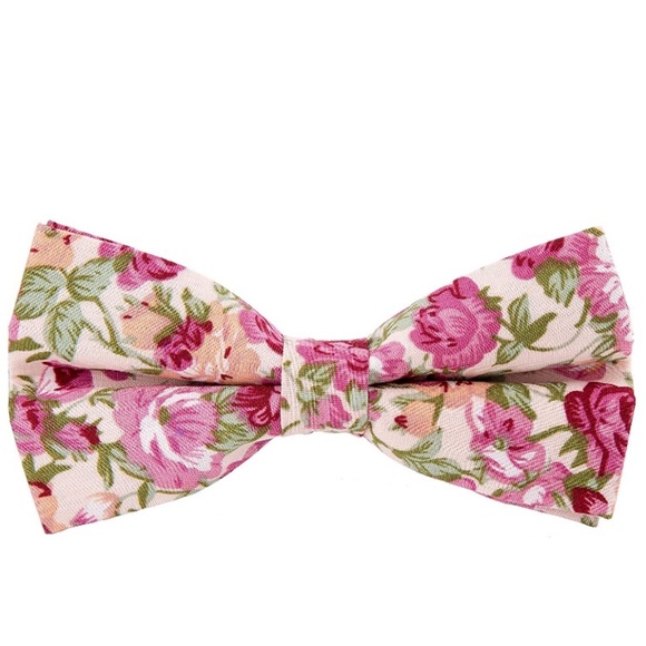 🎓PRE-TIED MEN\'S PINK FLORAL PREP STYLE  BOWTIE!